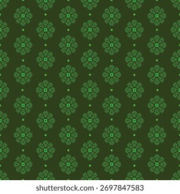 Tela geométrica verde elegante del patrón tailandés | Diseño textil tradicional inconsútil

