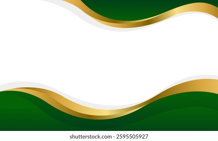 Elegant Green and Gold Abstract Wave Background. Modern border and frame design. Suitable for Invitations, certificates, awards,
templates, banners, posters, cards, and more