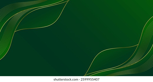 Elegant Green and Gold Abstract Wave Background. Modern luxury design. Suitable for Invitations, awards, templates, banners, covers, posters, presentations, web, and pages