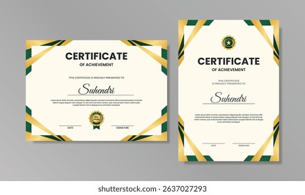 Elegant Green and Gold Certificate of Achievement Template Design