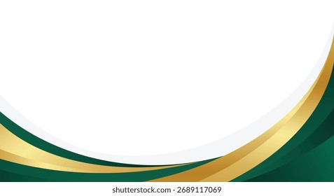 Fundo de cabeçalho de curva verde e ouro elegante para modelos de certificado, convite e design de apresentação profissional