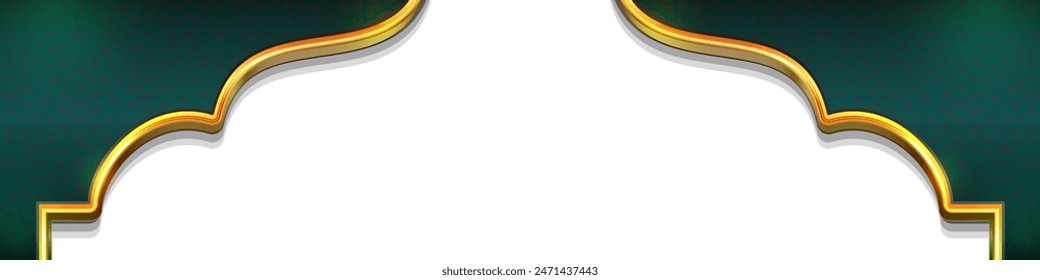 Elegant Green and Gold Frame Design, Islamic Background