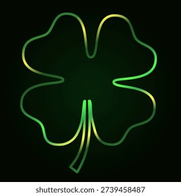 Elegant green gradient vector four leaf clover graphic for greeting cards and banners