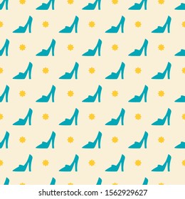 Elegant Green High Heels Vector Abstract Seamless Pattern