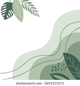 Elegant Green Leaf Background: Botanical Illustration for Design Projects Biophilic vector background