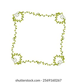 Elegant green leaf frame design suitable for invitations or stationery in a minimalist style