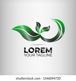 Elegant Green Leaf Logo Icon Design. Creative Eco Concept with Abstract Style. Modern Vector Design for Business Sign, Identity, Label, Badge