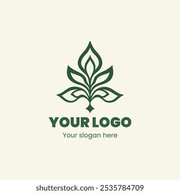 "Elegant Green Leaf Logo for Nature and Organic Branding"