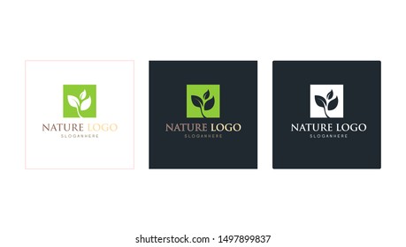 elegant green leaf logo pack