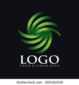 Elegant green leaf of palm tree Logo Icon