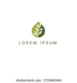 Elegant green leaves logo design