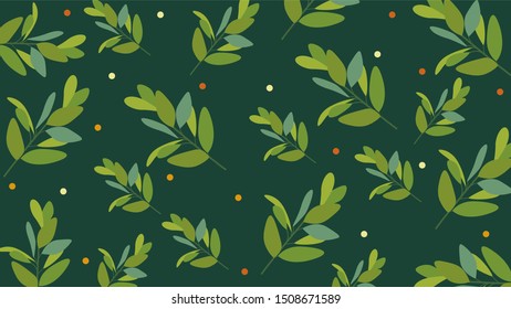 Elegant green leaves pattern background