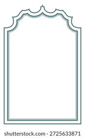 Elegante moldura de borda verde vertical com enfeites de canto de contorno. 52º