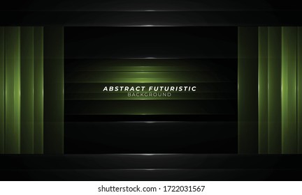 Elegant green lines on dark black background. Luxurious Premium Vector. Detail concept wallpaper.