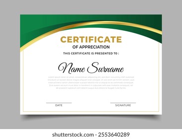 elegant green luxury wavy business certificate template design collection