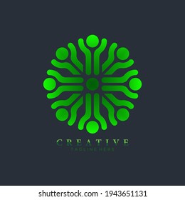 Elegant green mandala man icon symbol