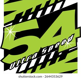 Vetor número 54 verde elegante, texto ultrarrápido, design de impressão de etiqueta. 