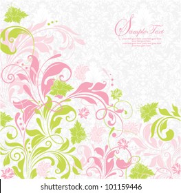 elegant green and pink floral invitation