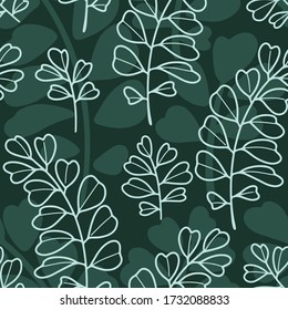 Elegante patrón verde sin costura con eneldo. Fondo vectorial de estilo escandinavo. Ideal para tejidos, textiles, papel pintado