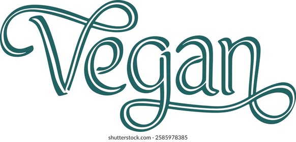 Elegant Green VEGAN Logo Featuring Artistic Typography in a Modern Styl