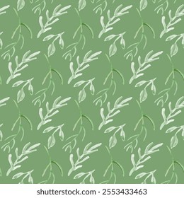 Elegant Green Watercolor Herb Pattern for Modern Design