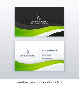 elegant green wave business card vector design