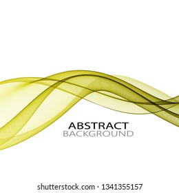 
Elegant green wave motion on white background