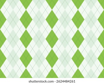 Elegant green and white argyle pattern.  Perfect for backgrounds, textiles, or fashion designs.  A timeless geometric design, evoking sophistication and classic style.