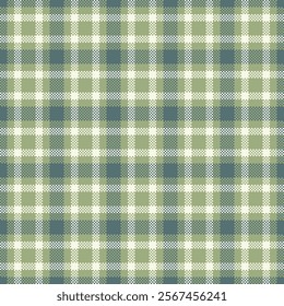 Elegant green and white pixelated plaid pattern. Perfect for textile design, website backgrounds, or crafting projects.  Subtle texture adds visual interest.  Versatile and stylish.