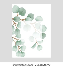  Elegant Greenery Eucalyptus Leaves Wedding Invitation 