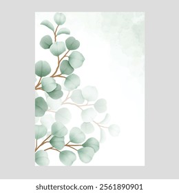  Elegant Greenery Eucalyptus Leaves Wedding Invitation 