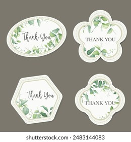 elegant greenery leaves label collection