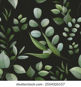 elegant greenery leaves seamless pattern