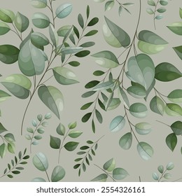 elegant greenery leaves seamless pattern