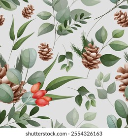 elegant greenery leaves seamless pattern