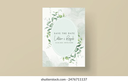 elegant greenery leaves watercolor wedding invitation