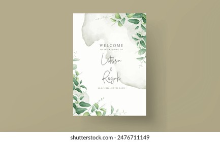 elegant greenery leaves watercolor wedding invitation