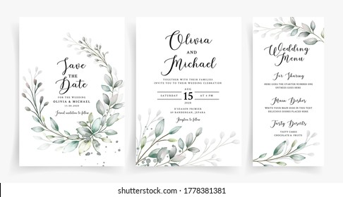 Elegant Greenery On Wedding Invitation Card