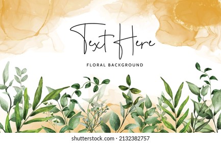 elegant greenery watercolor leaves background
