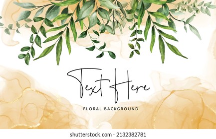 elegant greenery watercolor leaves background