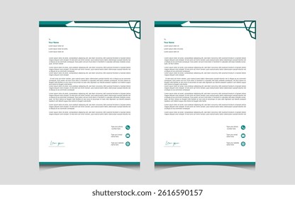 Elegant Green-Themed Letterhead Template – Modern Professional Design Featuring Unique Geometric Patterns. Ideal for Business Communication, Corporate Branding, and Formal Correspondence.  - Powered by Shutterstock - Get 15% off with code: PIKWIZARD15