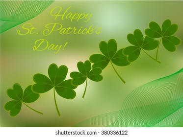 Elegant greeting card with clover for St. Patrick Day