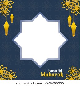 Elegant greeting card with creative beautiful mosque and crescent moon for muslim community festival, Eid Mubarak celebration.