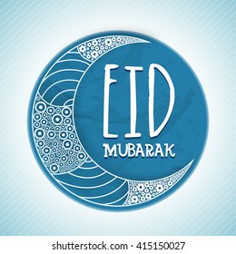 Elegant greeting card with creative Floral Crescent Moon on shiny background for Muslim Community Festival, Eid Mubarak celebration. 