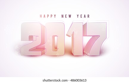 Elegant greeting card design with 3D Text 2017 on shiny background for Happy New Year celebration.