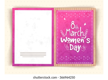 Elegant greeting card design for 8th March, Happy Women's Day celebration.