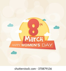 Elegant greeting card design for 8th March,  Happy Women's Day celebration.