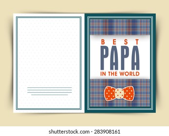 Elegant greeting card design for Best Papa in the World with bow on occasion of Happy Father's Day celebration.
