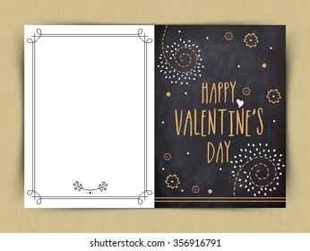 Elegant greeting card design in chalkboard style for Happy Valentine's Day celebration.