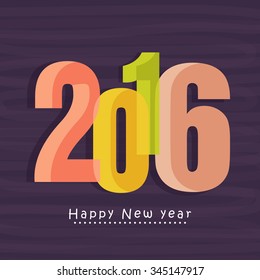 Elegant greeting card design with colorful 3D text 2016 for Happy New Year celebration.